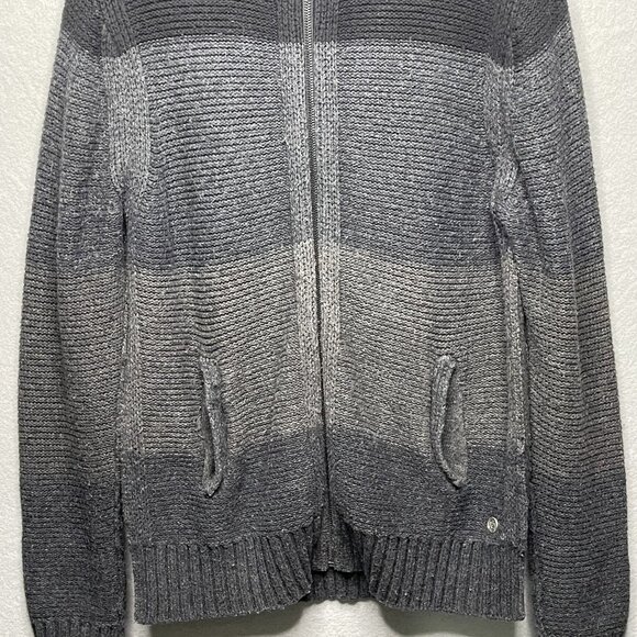 Chunky Guess Wool Blend Heavyweight Zip-Up Cardigan Sweater Black Gray XL - Picture 3 of 10